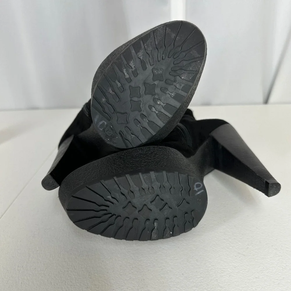 Pour‎ La Victoire Black Suede Platform Ankle Boots Size 10 Made in Brazil